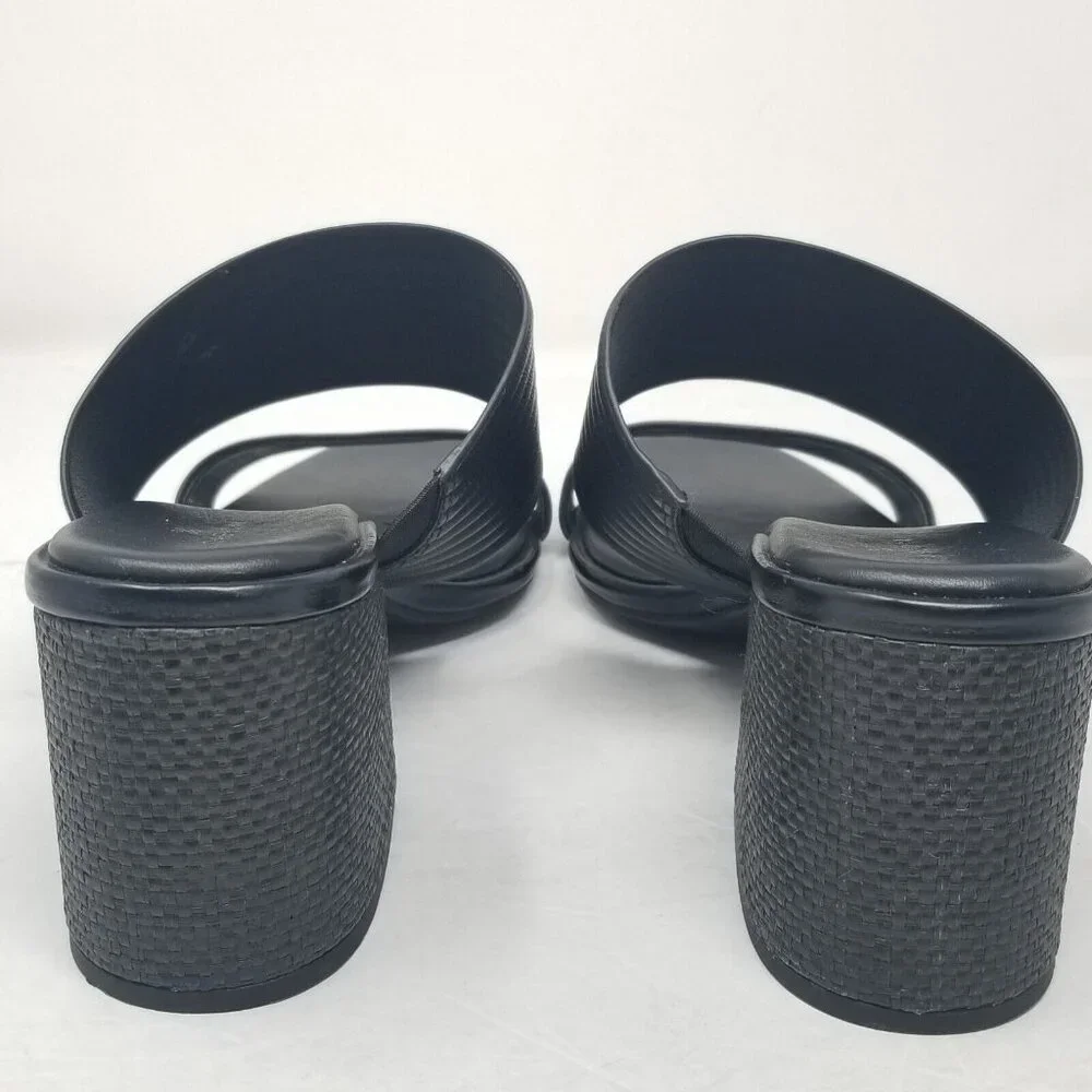 Caslon Women's Sandals Black Slides Lamia Slip On Vegan Open Toe Block H… - Picture 4 of 8